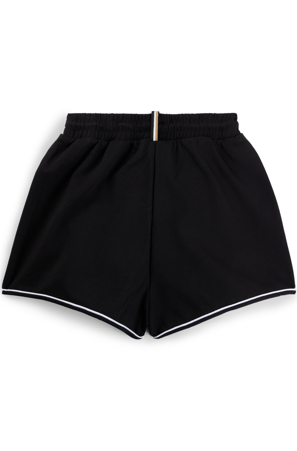 Kids' shorts in stretch fabric with piping and logo, Black