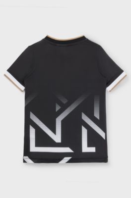 Kids' V-neck T-shirt with degrad&eacute; artwork, Black