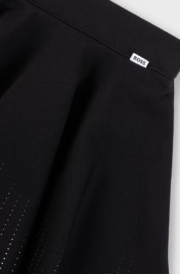 Kids' skater skirt in stretch fabric with lustrous print, Black