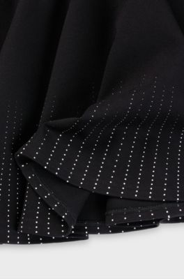 Kids' skater skirt in stretch fabric with lustrous print, Black