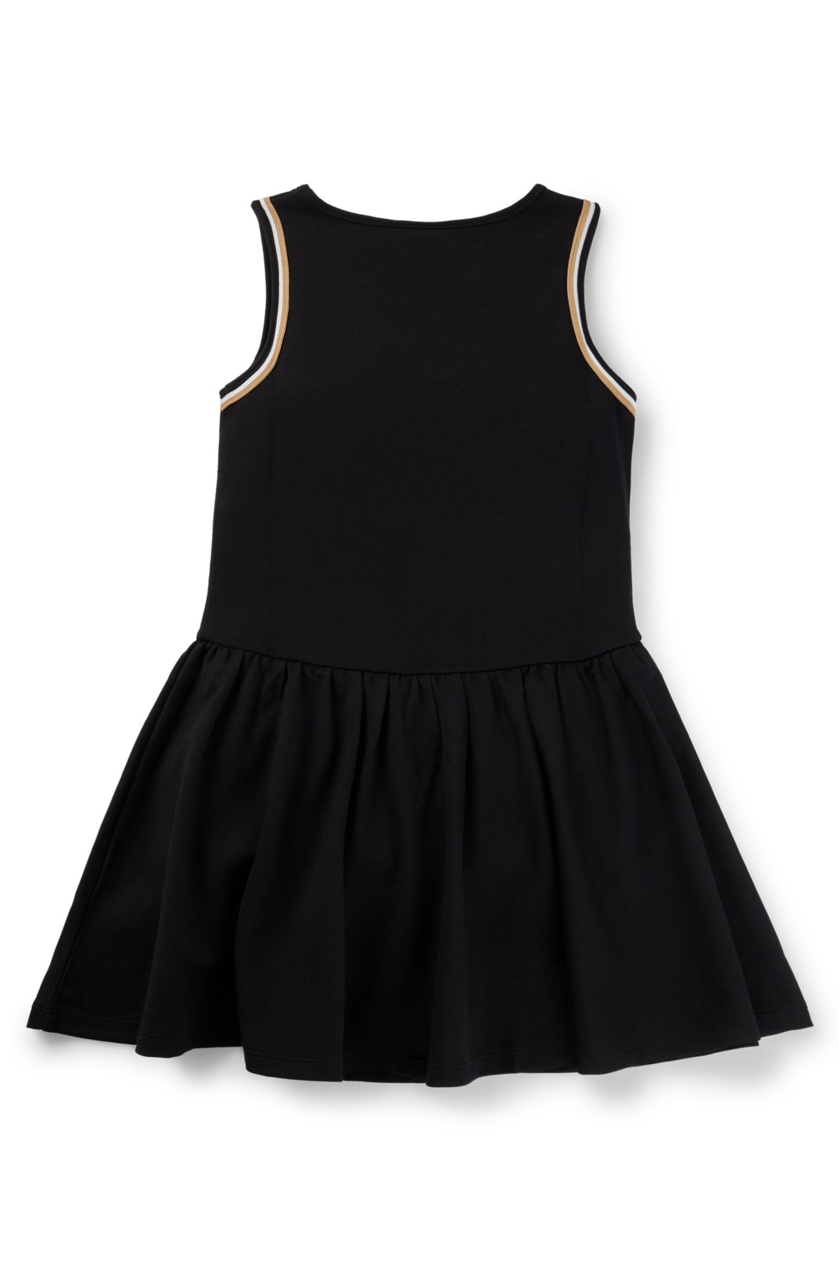 Kids' sleeveless dress in stretch fabric with logo print, Black