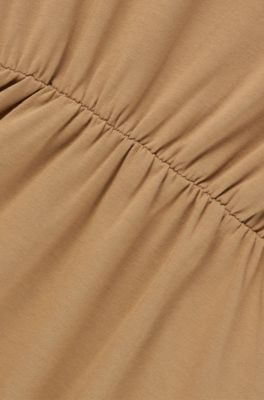 키즈 러스트러스 로고 프린트 스트레치 코튼 드레스, 브라운