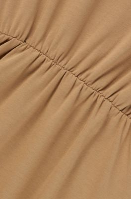 Kids' dress in stretch cotton with lustrous logo print, Brown