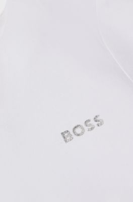 Kids' cropped-sleeved dress with signature stripes and logo, White