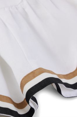 Kids' cropped-sleeved dress with signature stripes and logo, White