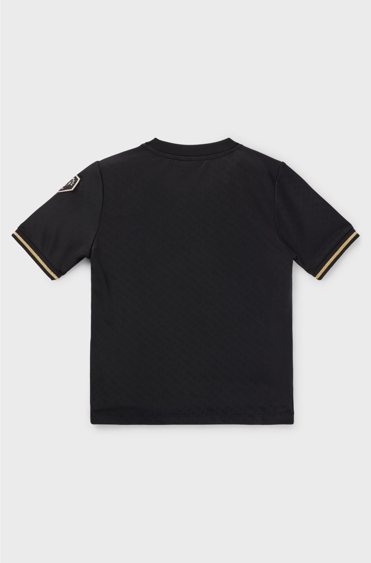 Kids' T-shirt in stretch fabric with embroidered patches, Black