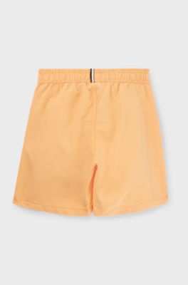 Boxer da mare ad asciugatura rapida per bambini con logo verticale, Arancione