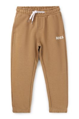 キッズ フリース トラックスーツボトムス ロゴプリント, ブラウン