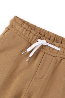 キッズ フリース トラックスーツボトムス ロゴプリント, ブラウン