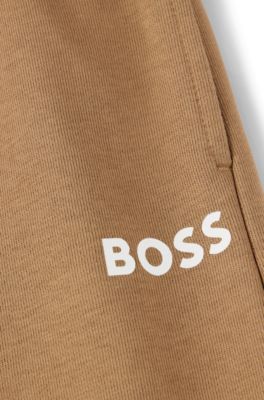 キッズ フリース トラックスーツボトムス ロゴプリント, ブラウン