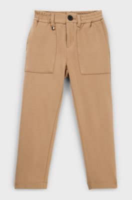 Kids' suit trousers in stretch fabric, Brown