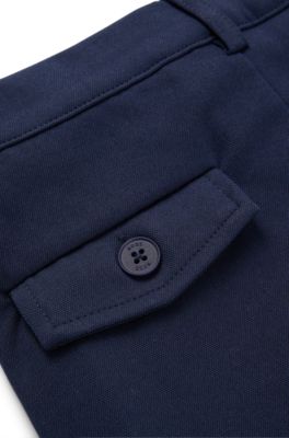 Kids' cargo trousers in stretch piqu&eacute;, Dark Blue