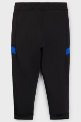 Kids' tracksuit bottoms with stripes and logo details, Black