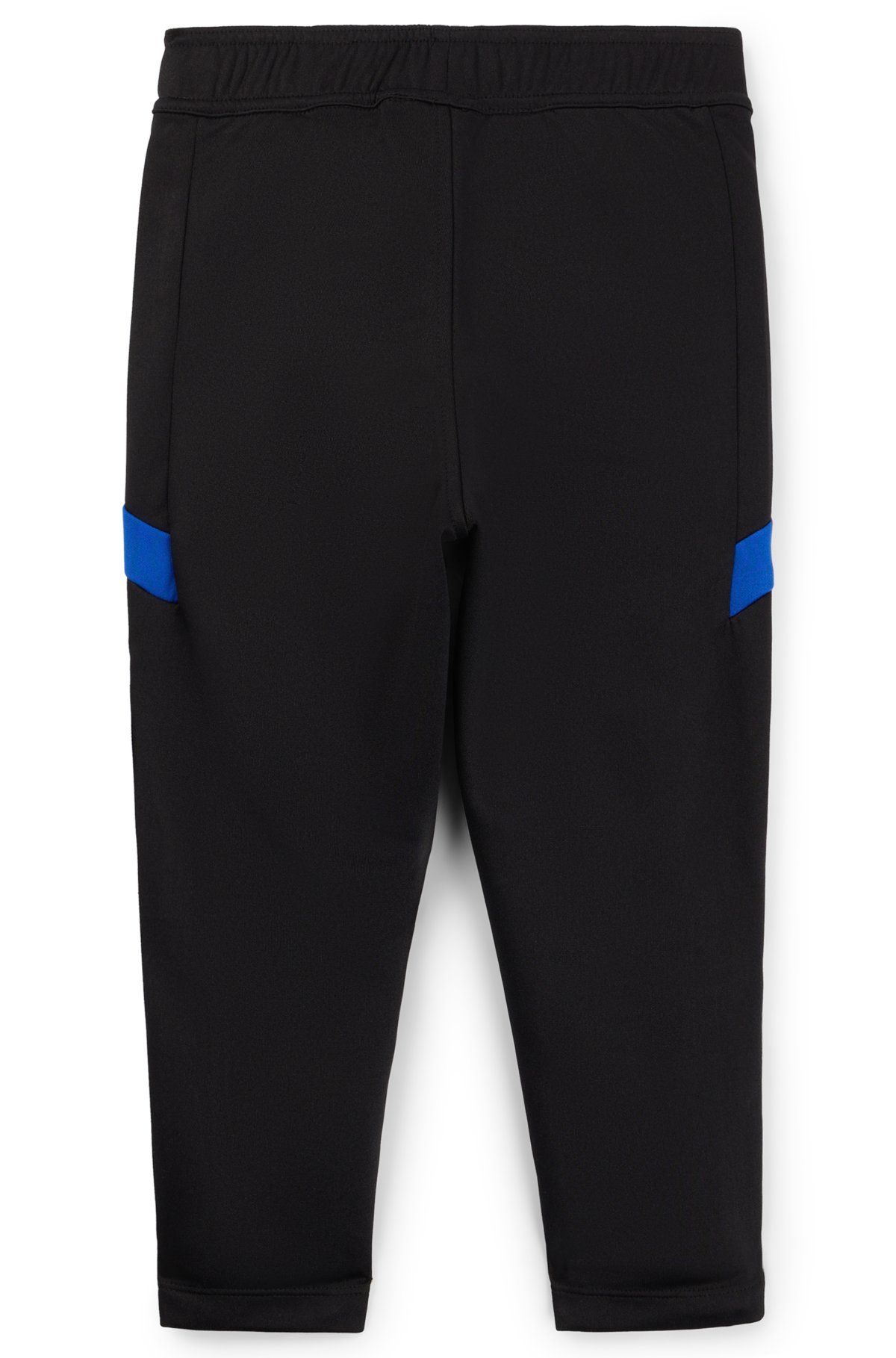 Kids' tracksuit bottoms with stripes and logo details, Black