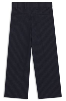 Kids' suit trousers in striped stretch fabric, Dark Blue