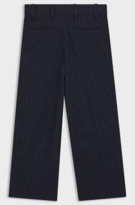 Pantaloni eleganti per bambini in tessuto elasticizzato a righe, Blu scuro