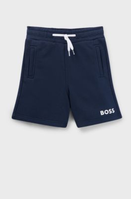 Kids' regular-fit fleece shorts with logo print, Dark Blue