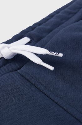 Kids' regular-fit fleece shorts with logo print, Dark Blue