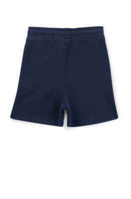 Kids' regular-fit fleece shorts with logo print, Dark Blue