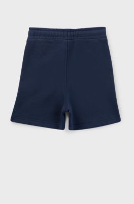 Kids' regular-fit fleece shorts with logo print, Dark Blue