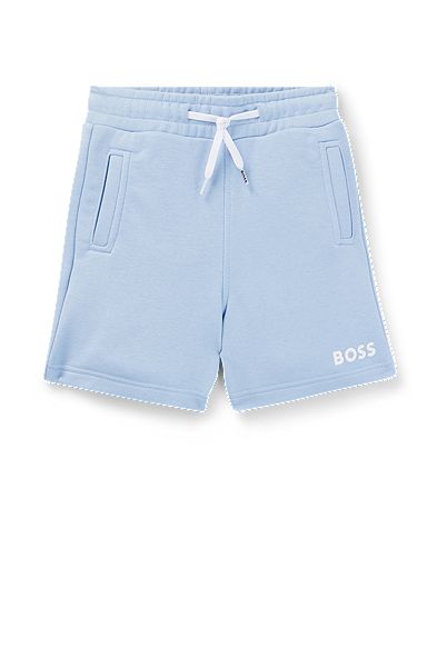Kids' regular-fit fleece shorts with logo print, Light Blue