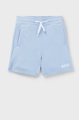 Kids' regular-fit fleece shorts with logo print, Light Blue