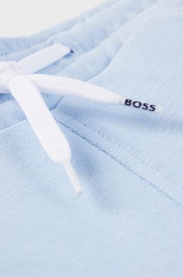 Kids' regular-fit fleece shorts with logo print, Light Blue
