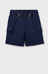 Kids' cargo shorts in stretch fabric with drawstring waist, Dark Blue