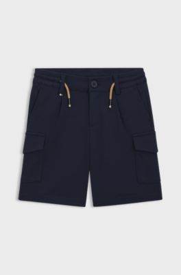Cargoshorts f&ouml;r barn, i stretchigt tyg med dragsko i midjan, M&ouml;rkbl&aring;