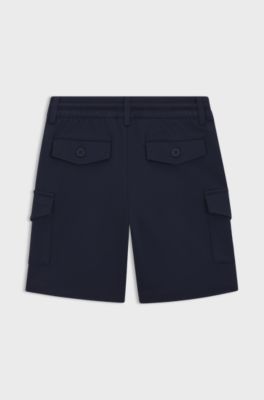 Cargoshorts f&ouml;r barn, i stretchigt tyg med dragsko i midjan, M&ouml;rkbl&aring;
