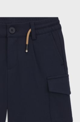 Cargoshorts f&ouml;r barn, i stretchigt tyg med dragsko i midjan, M&ouml;rkbl&aring;