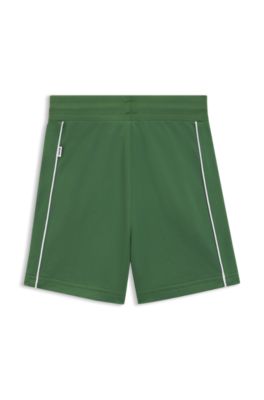 Kids' drawstring shorts with embroidered logo, Dark Green