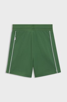 Kids' drawstring shorts with embroidered logo, Dark Green