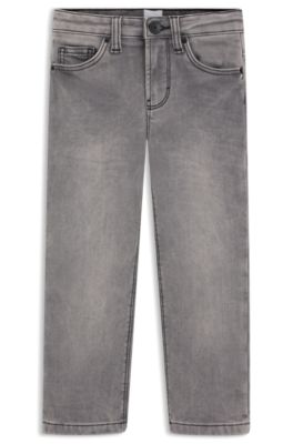 Kids' regular-fit jeans in grey knitted denim, Grey