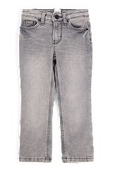 Jeans regular fit per bambini in denim a maglia grigio, A disegni
