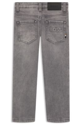 Kids' regular-fit jeans in grey knitted denim, Grey