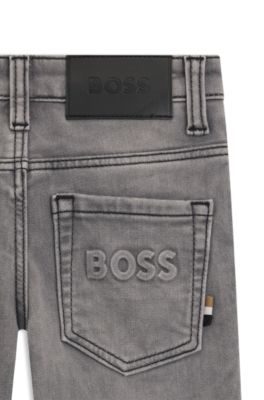 Kids' regular-fit jeans in grey knitted denim, Grey