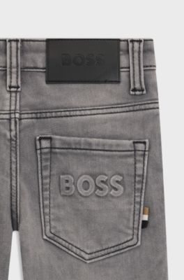 Kids' regular-fit jeans in grey knitted denim, Grey