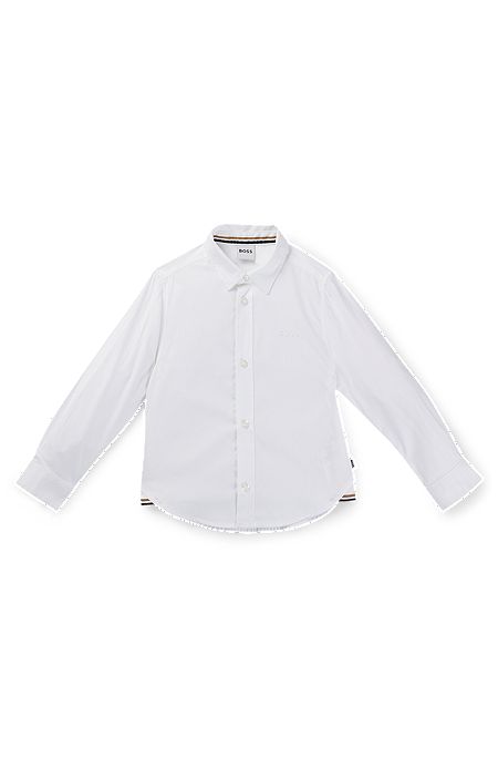 Skjorte til børn med regular fit i oxfordbomuld, Hvid
