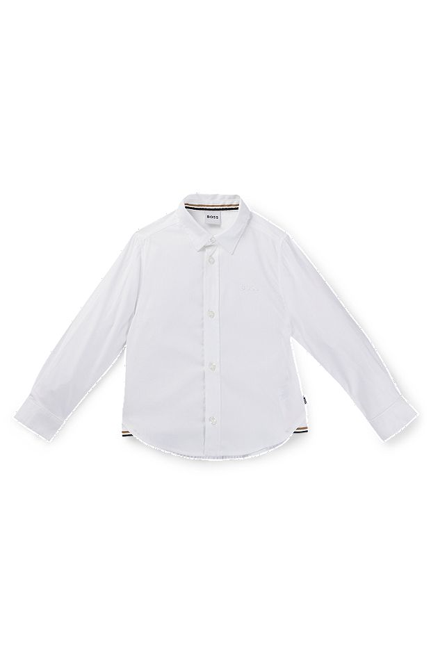 Skjorte til børn med regular fit i oxfordbomuld, Hvid