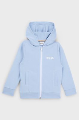 Kids' zip-up fleece hoodie with logo print, Light Blue