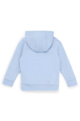 Kids' zip-up fleece hoodie with logo print, Light Blue