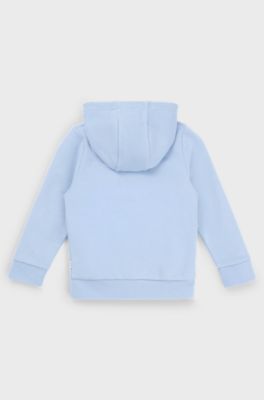 Kids' zip-up fleece hoodie with logo print, Light Blue
