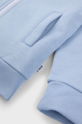 Kids' zip-up fleece hoodie with logo print, Light Blue