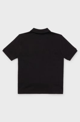 Kids' polo shirt in cotton piqu&eacute; with vertical logo, Black