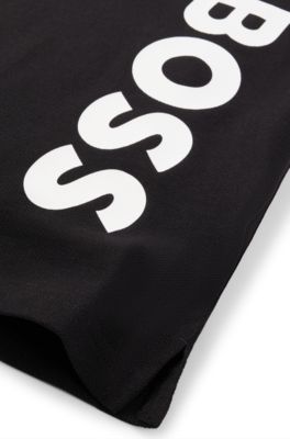 Kids' polo shirt in cotton piqu&eacute; with vertical logo, Black