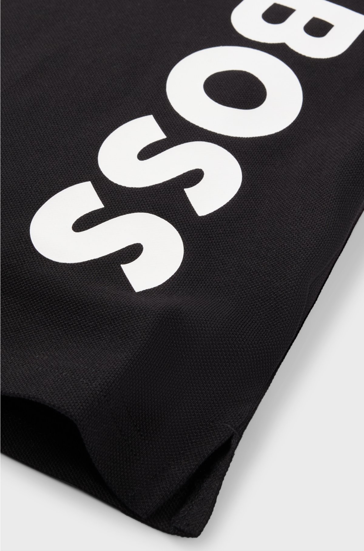 Kids' polo shirt in cotton piqué with vertical logo, Black