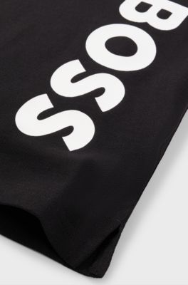 Kids' polo shirt in cotton piqu&eacute; with vertical logo, Black