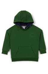 Kids' fleece hoodie with logos and artwork, Dark Green