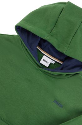 Kids' fleece hoodie with logos and artwork, Dark Green